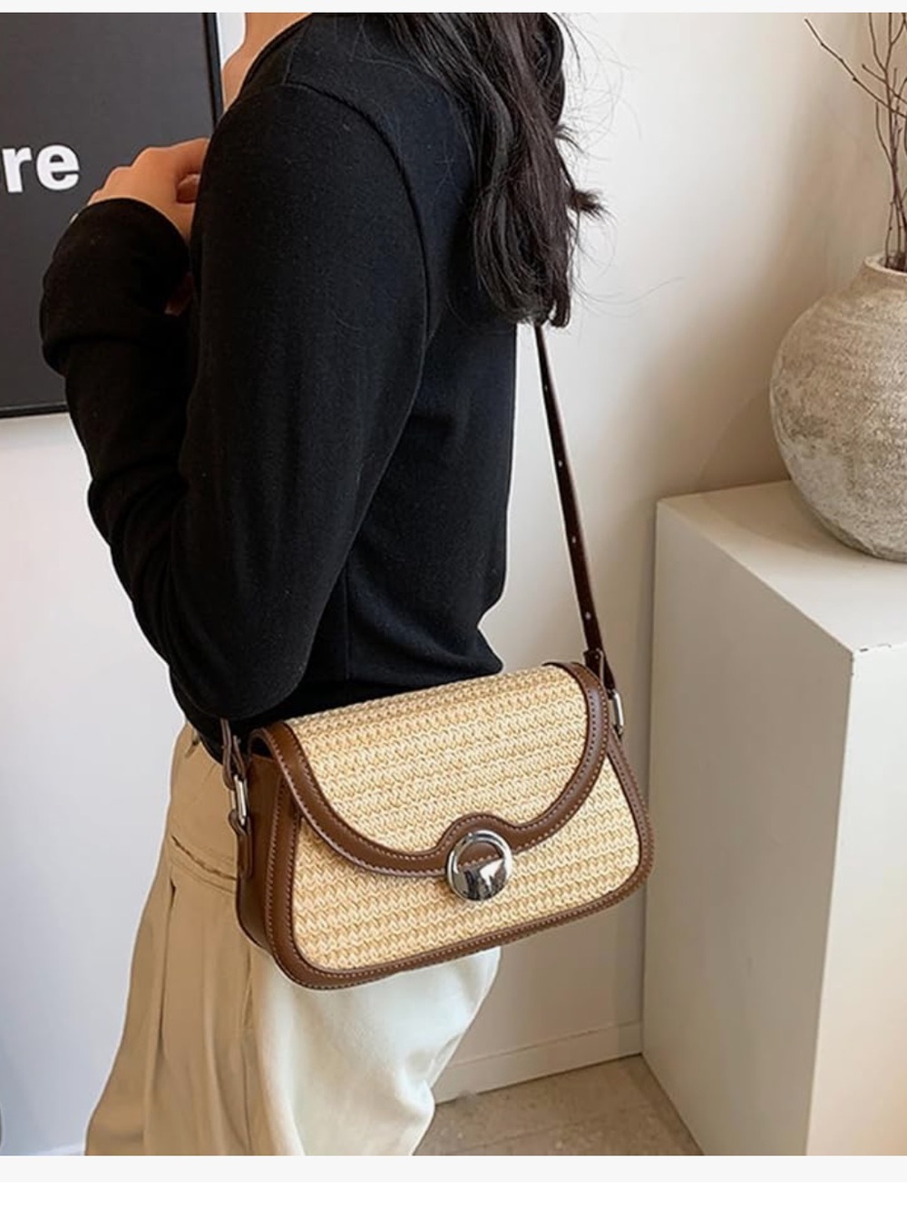 Straw Crossbody Bag for Women Small Shoulder Handbag Fashion Hobo - Picture 3 of 6